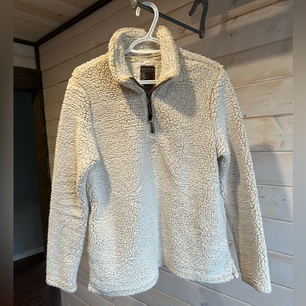 Roper | Cream Sherpa Fleece 1/4 Zip Sweater